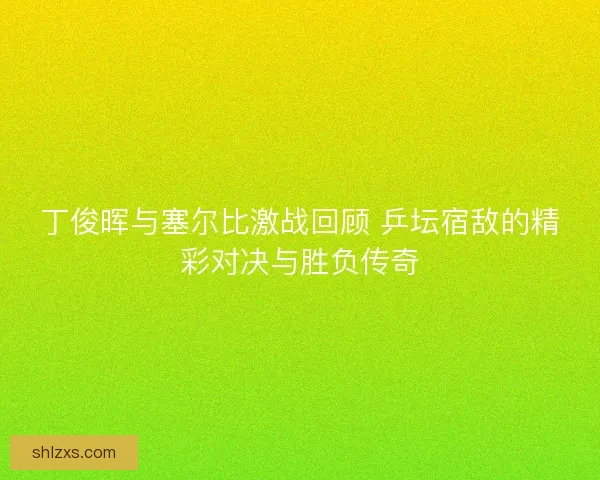 丁俊晖与塞尔比激战回顾 乒坛宿敌的精彩对决与胜负传奇