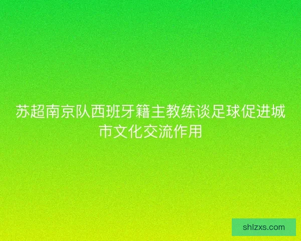 苏超南京队西班牙籍主教练谈足球促进城市文化交流作用