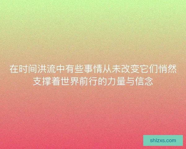 在时间洪流中有些事情从未改变它们悄然支撑着世界前行的力量与信念